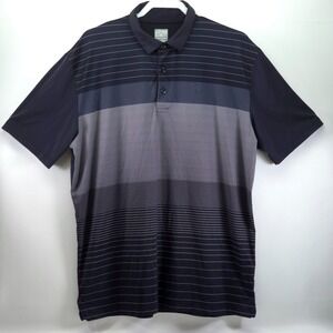 Callaway Opti-Dri Polo Shirt Mens Large Black Gray Striped Performance Golf Tech